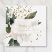 シックなフローラルウォーターの色の結婚式ありがとう フェイバータグ (正面)