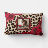 シックなフローラレッドローズヒョウあなたの写真を印刷 ランバークッション (正面)