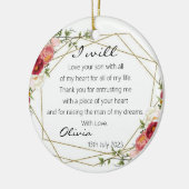 シックなフローラ母の新郎新婦ギフトキープサケ セラミックオーナメント (左)