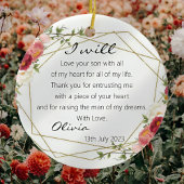 シックなフローラ母の新郎新婦ギフトキープサケ セラミックオーナメント