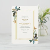 シックなフローラ水彩オールインワン結婚ズ 招待状 (スタンド正面)