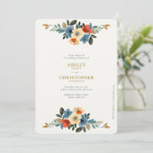 シックなフローラ水彩オールインワン結婚ズ 招待状 (スタンド正面)