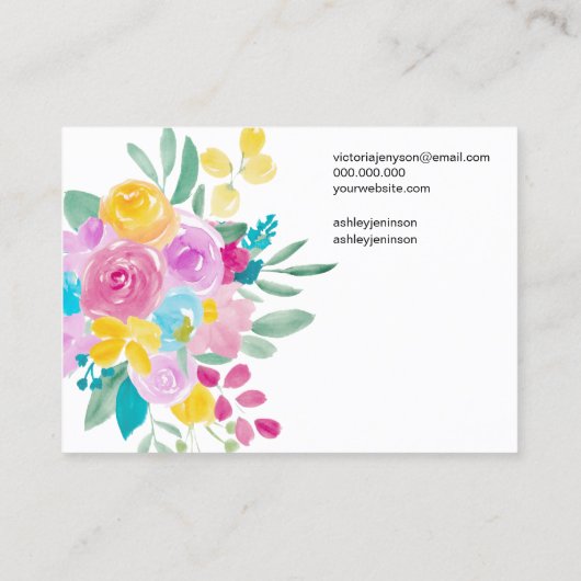 シックなフローラ水色のヘアクリップのバーレット表示 名刺 (裏面)