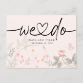 シックなフローラ私たちは結婚式を行う日付を保存 案内ポストカード (正面)