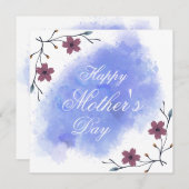 シックなフローラ紫のモダン白スクリプト母 シーズンカード (正面/裏面)