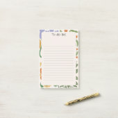 シックなフローラ背景ピンクグリーン ポストイット (デスク上)