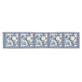 シックなフローラ花瓶ブルーチノイスリートイレモノグラム ショートテーブルランナー (横)