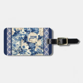 シックなフローラ花瓶ブルーチノイスリートイレモノグラム ラゲッジタグ (正面横)