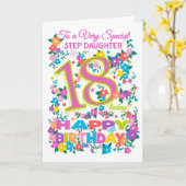 シックなフローラ18番目の誕生日のためのステップドーター カード (黄色い花)