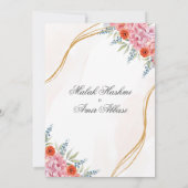 シックなフローラ、葉と金ゴールドイスラム教結婚徒 招待状 (裏面)