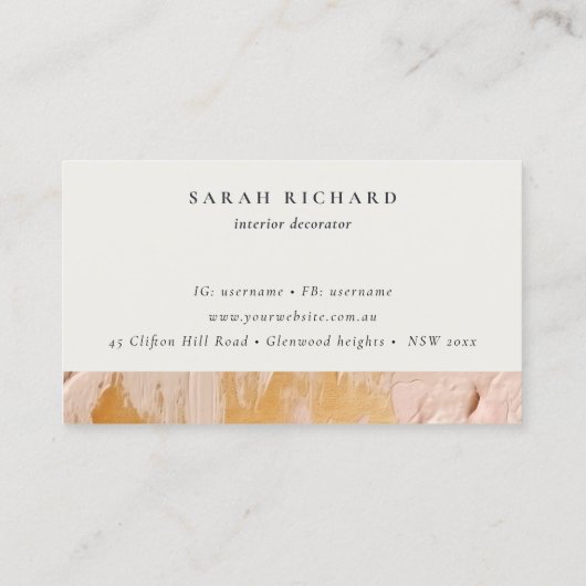 シックなブッシュピンク金ゴールド絵を描油テクスチャアポイントメント 名刺 (裏面)