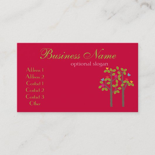 シックなブティックの赤い名刺 名刺 (正面)