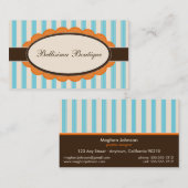 シックなブティックデザイナー名刺: オレンジか青 名刺 (正面/裏面)