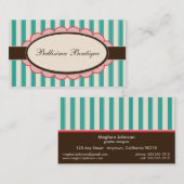 シックなブティックデザイナー名刺: ティール（緑がかった色） 名刺 (正面/裏面)