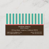 シックなブティックデザイナー名刺: ティール（緑がかった色） 名刺 (裏面)