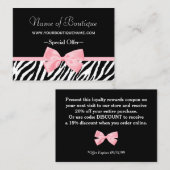 シックなブティックライトピンクリボンクーポン 割引カード (正面/裏面)