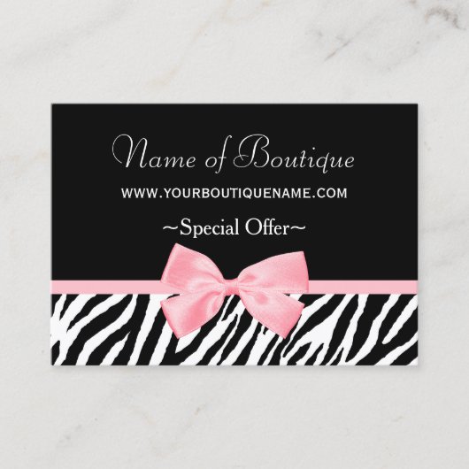 シックなブティックライトピンクリボンクーポン 割引カード (正面)