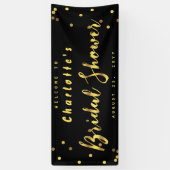 シックなブライダルシャワーのフェイクな金ゴールドの紙吹雪の黒 横断幕 (縦)