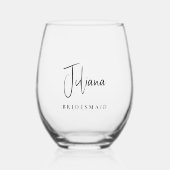 シックなブライデスメイドブライダルパーティ ステムなしワイングラス (正面)