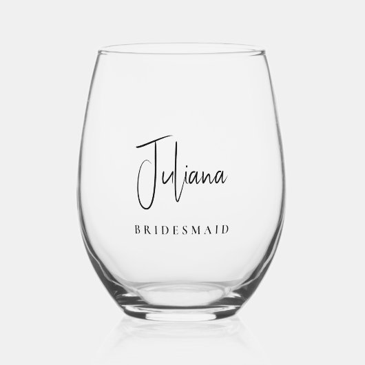 シックなブライデスメイドブライダルパーティ ステムなしワイングラス (正面)