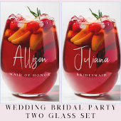 シックなブライデスメイドメイド・オブ・オーナー(花嫁付き添い人)結婚ズ ステムなしワイングラス