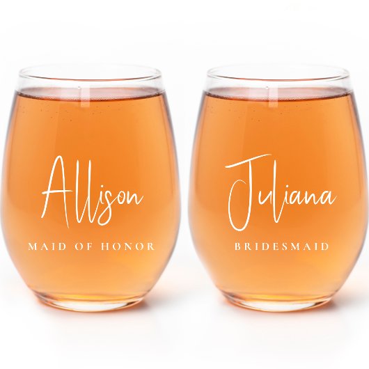 シックなブライデスメイドメイド・オブ・オーナー(花嫁付き添い人)結婚ズ ステムなしワイングラス