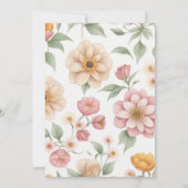 シックなブライトピンクガーデンフローラ誕生日 招待状 (裏面)