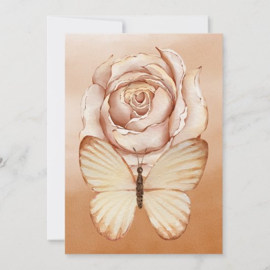 シックなブラウンウォーターカラーマザーズデイ招待状 招待状 (裏面)