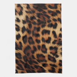 シックなブラウンクリームヒョウ キッチンタオル