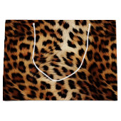 シックなブラウンクリームヒョウ ラージペーパーバッグ (正面)