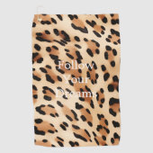 シックなブラウンクリームレオパード ゴルフタオル (正面)