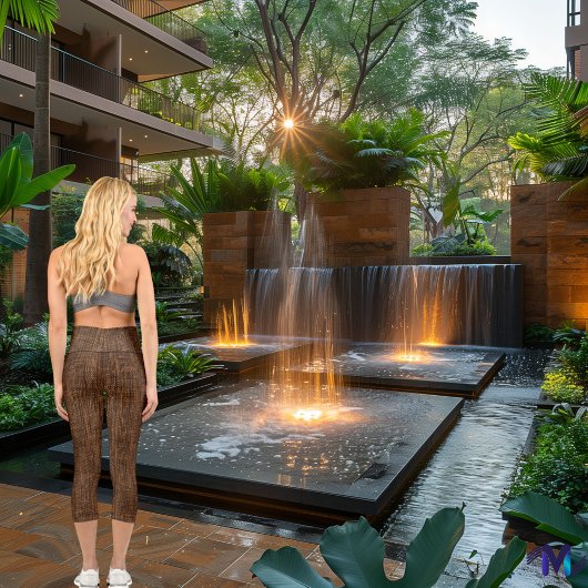 シックなブラウンデニム – スタイル:パーソナライズされたロゴと文字 カプリレギンス