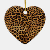 シックなブラウンヒョウ印刷ピンク金ゴールド セラミックオーナメント (正面)