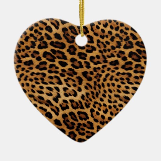 シックなブラウンヒョウ印刷ピンク金ゴールド セラミックオーナメント (正面)