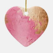 シックなブラウンヒョウ印刷ピンク金ゴールド セラミックオーナメント (裏面)