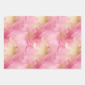 シックなブラウンヒョウ印刷ピンク金ゴールド ラッピングペーパーシート (正面3)