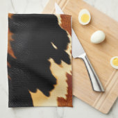 シックなブラウンブラッククリームウエスタンコウィド キッチンタオル (四つ折り)