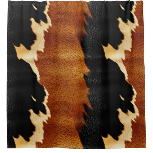 シックなブラウンブラッククリームウエスタンコウィド シャワーカーテン (正面)