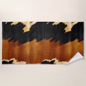 シックなブラウンブラッククリームウエスタンコウィド ビーチタオル (正面)