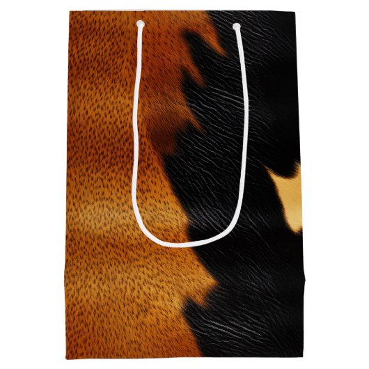 シックなブラウンブラッククリームウエスタンコウィド ミディアムペーパーバッグ (裏面)