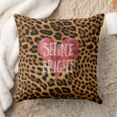 シックなブラウンレオパードのプリントシャイン クッション (ブランケット)