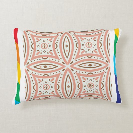 シックなブラウン&ピンクパターンアクセントピローホームデコール アクセントクッション (正面)