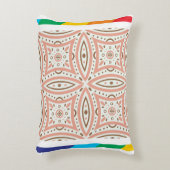 シックなブラウン&ピンクパターンアクセントピローホームデコール アクセントクッション (正面(垂直))