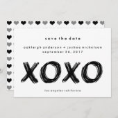 シックなブラシの打撃| XOXOのシンプルの保存日付 セーブザデート (正面/裏面)