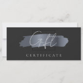 シックなブラシストロークエレガントブラックギフト証明書 (正面)