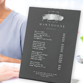 シックなブラシストロークサロン価格リストサービモダンス 台座サイン