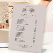 シックなブラシストロークサロン価格リストサービモダンス 台座サイン