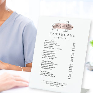 シックなブラシストロークサロン価格リストサービモダンス 台座サイン