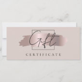 シックなブラシストロークバラ金ゴールドギフト証明書カード (正面)