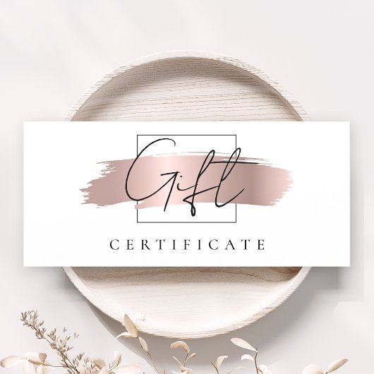 シックなブラシストロークバラ金ゴールドギフト証明書カード